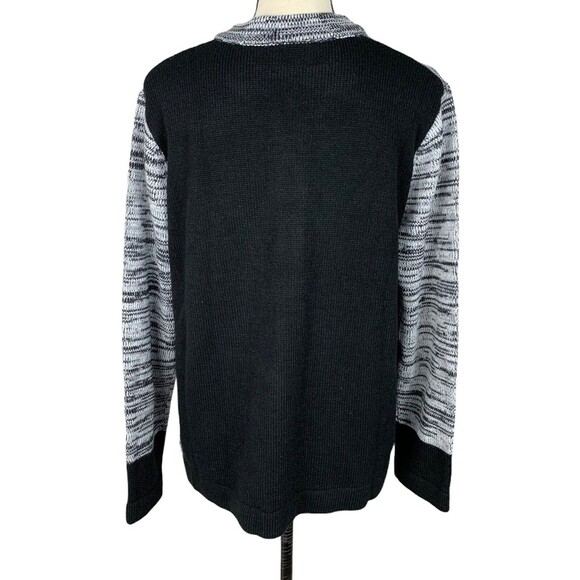 Bedford Fair Cardigan Sweater Women Large Heather Black Block Color 5 Button - Picture 5 of 9